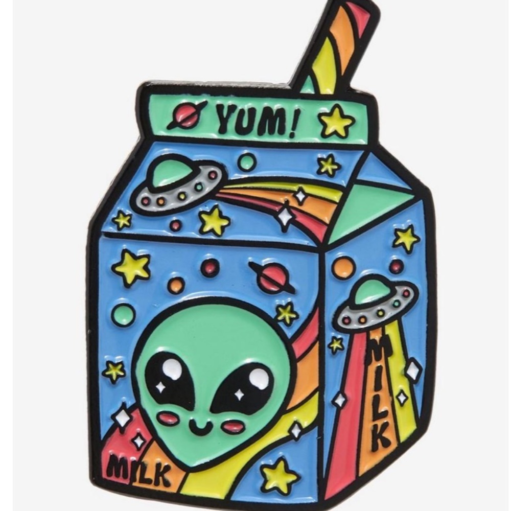 Alien Space Milk Enamel Pin Hot Topic